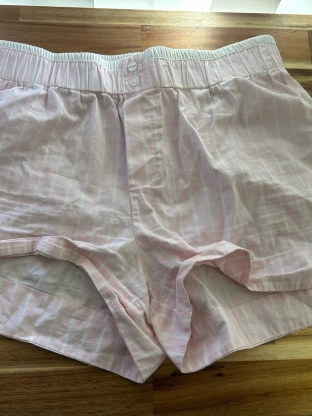 Derek Heart Light Pink Striped Athletic Shorts